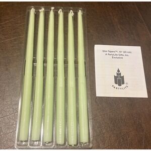 PartyLite 6 Pack 10" Slim Taper Candles In Light Green